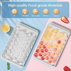 WIBIMEN Ice Cube Tray with Lid and Bin - Round Ice