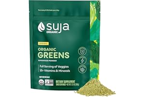 Suja Organic Greens Powder Probiotic Blend, Spirulina, Daily Superfood Drink or Smoothie Mix for Immune Support, Digestion, & Energy, Vegan, Gluten Free, Non GMO, 30 Servings
