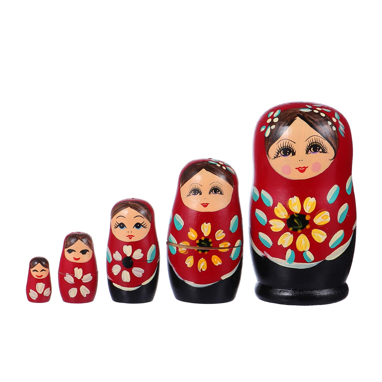 Toddmomy Russian Nesting Dolls Wooden Matryoshka Hand Painted Stacking Dolls Educational Toy for Kids Home Decor 4.53 Inch Tall Set