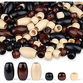 LAIDANLA 135PCS Wooden Beads 3 Colors Large Hole Loose Spacer Beads Natural Wood Hair Bead for Macrame Making Bracelet Necklace Hair DIY Craft Handmade Decor