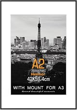 Hesmor 11x14 Aluminum Acrylic Picture Frame Black with 8x10 Mat