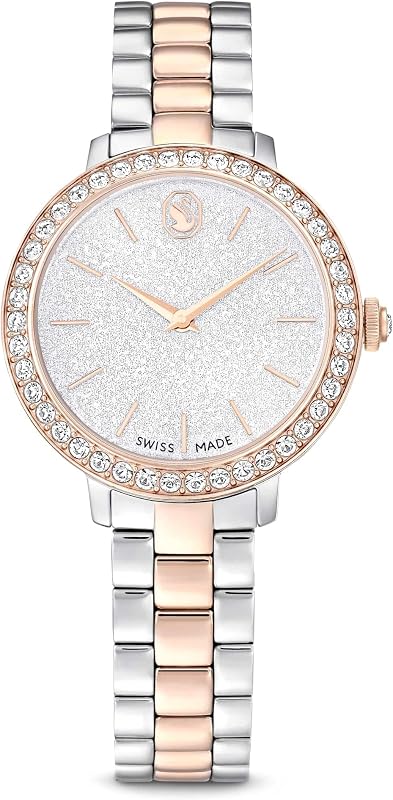Matrix 3-Link Orologio, con Cristalli, Swiss Made, Meccanismo al Quarzo, Impermeabile Fino a 50 m, Placcatura in Tono Oro Rosa, 30 x 30 mm, 7 mm, 12,5-19 cm, 1,2 cm