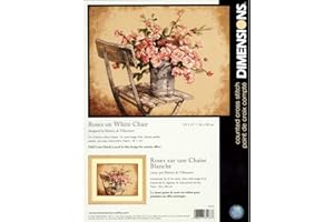 Dimensions Roses on White Chair Counted Cross Stitch Kit, Beige Aida, 14" x 11", Multi-Colored, 14 Count
