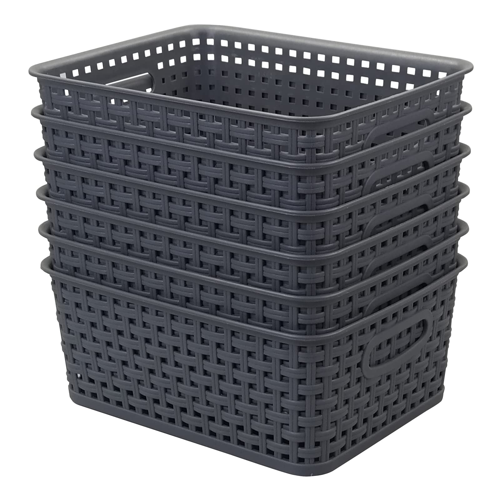 Dynko Small Storage Baskets, Plastic Weave Basket Set of 6