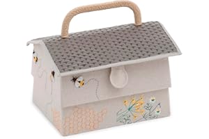 Hobby Gift Novelty Sewing Box – Craft & Hobby Storage Basket, Accessories Tray, 9.5 x 8.3 x 11.4" - Bee Hive