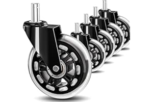TESUMI Office Chair Wheels 3" Inch Roller Blade Rubber Wheels Caster Replacement, 11mm Universal Fit Stem, Heavy Duty Quiet S