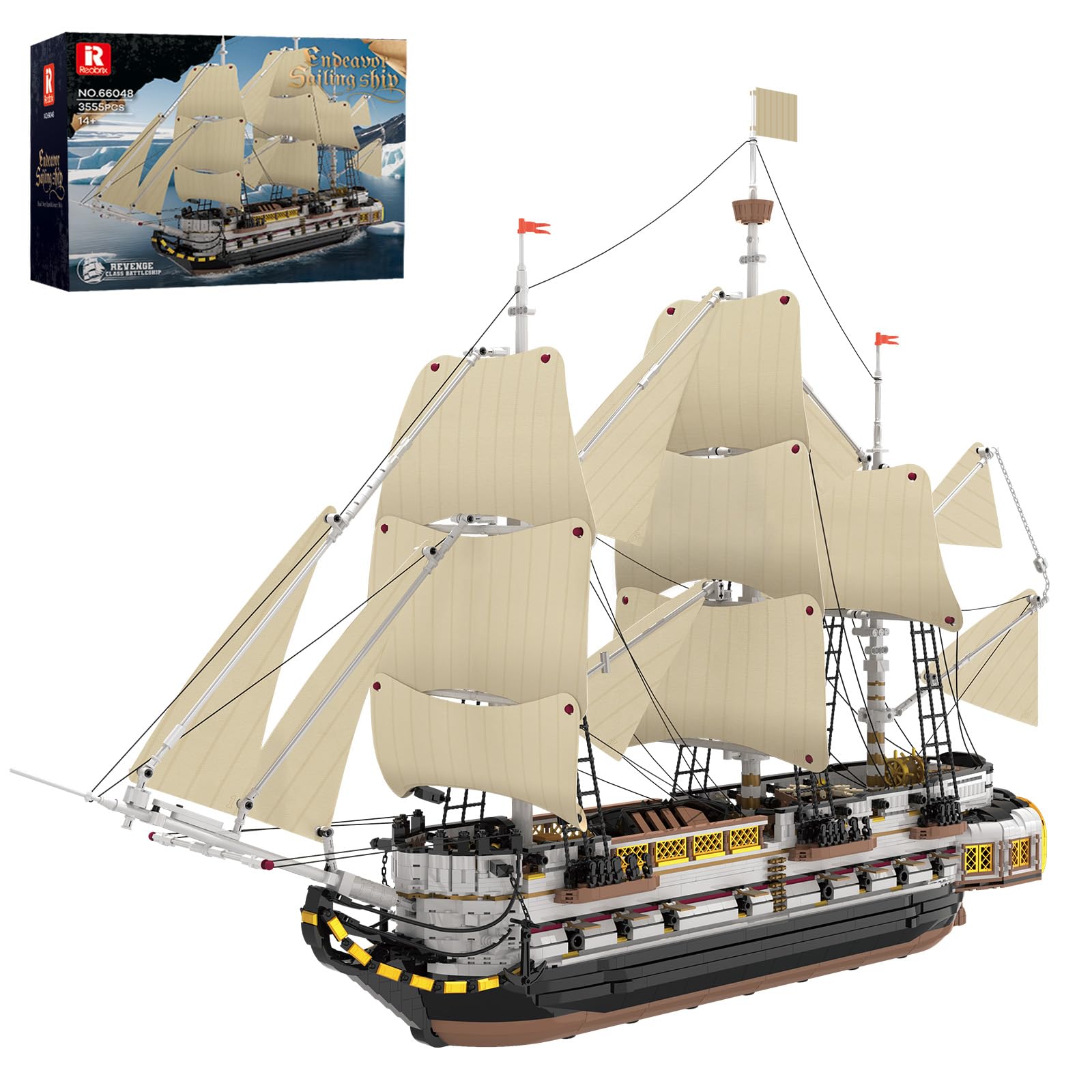 Photo 1 of Reobrix Large Sailing Ship Model Building Blocks Kit, Sailing Boat Model Construction Set, Pirate Ship & Historical Collectible Toy, Home Decor Birthday Gifts for Adult Collectors Enthusiasts 3555PCS
