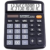 CATIGA 12 Digit Desk Calculator, Desktop Calculators with Large LCD Display &amp; Big Buttons, Basic Simple 4 Function Solar Calculator, Dual Power Solar &amp; Battery for School, Office &amp; Home (CD-2786)