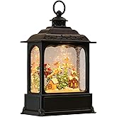 Eldnacele Musical Snow Globe Lantern with Timer, Lighted USB/Battery Operated Swirling Singing Water Glittering Lantern, Snow Globes for Adults and Kids Christmas Decoration- Santa