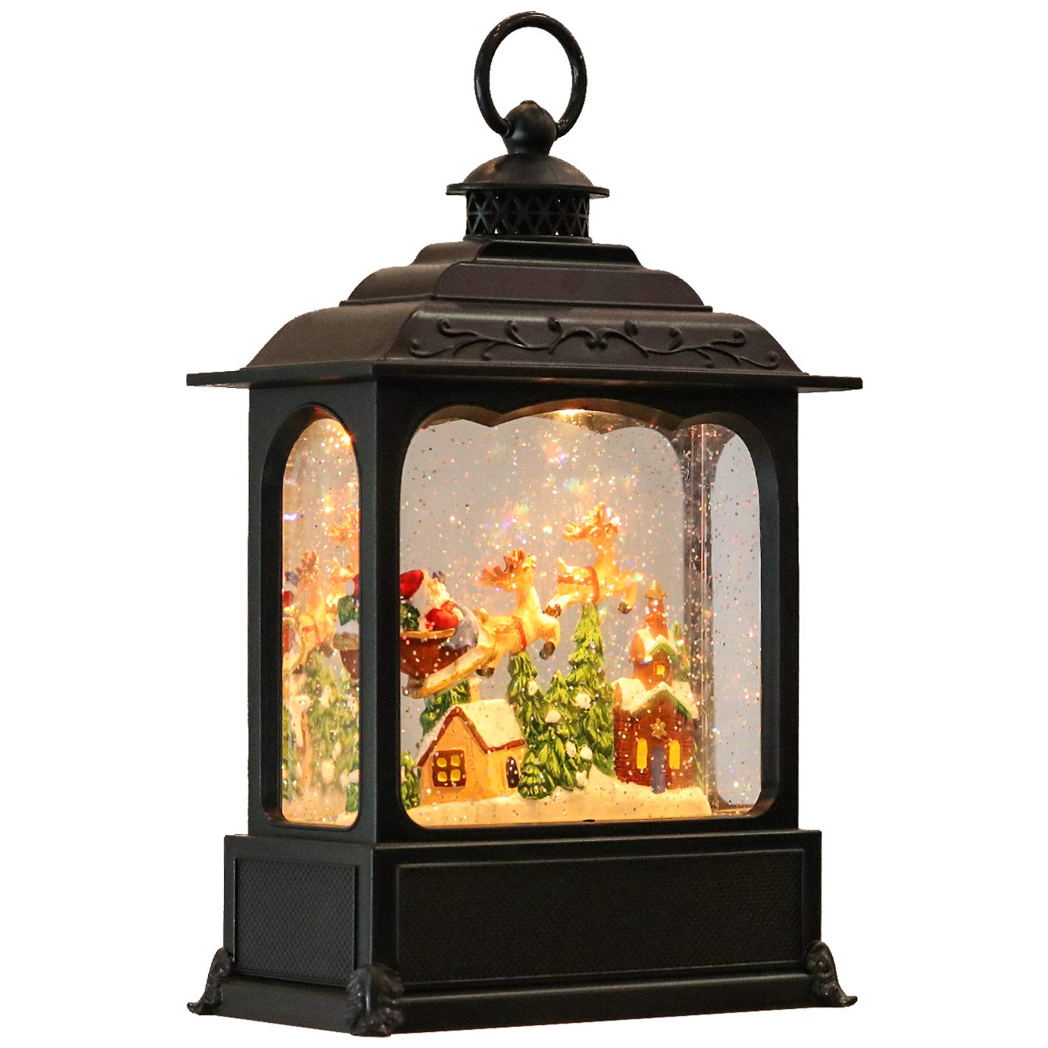 Eldnacele Musical Snow Globe Lantern with Timer, Lighted USB/Battery ...
