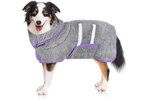 HEDGEINK Dog Bathrobe, Super Soft Dog Robe Quick Drying Dog Towels for Drying Dogs Large, Adjustable Dog Robes for After Bath, Dog Clothes and Dog Dryer L