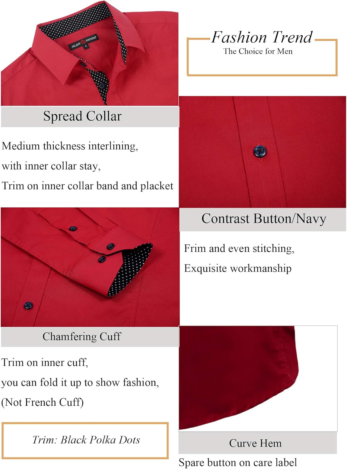 Alex Vando Mens Dress Shirts Regular Fit Long Sleeve Men Shirt at  Men’s Clothing store