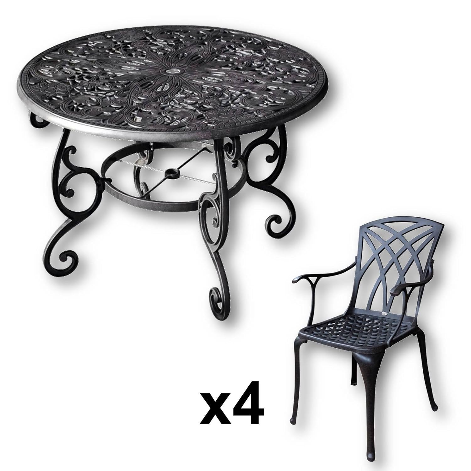 Lazy Susan - FLORA 103 cm Runder Gartentisch mit 4 Stühlen