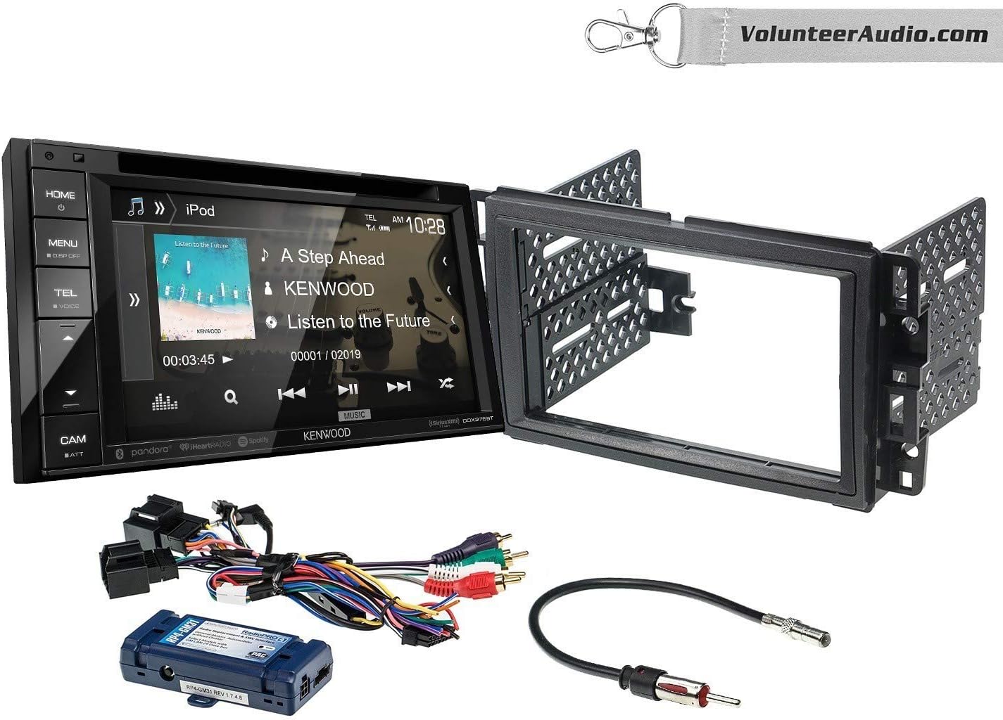 Kenwood DDX276BT Double Din Radio Install Kit With 6.2 Touchscreen, SiriusXM Fits 2007-2013 Silverado, Avalanche (Retains steering wheel controls)