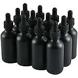 NOOEEISS 12 Pcs, 2oz Dropper Bottle, Black Glass