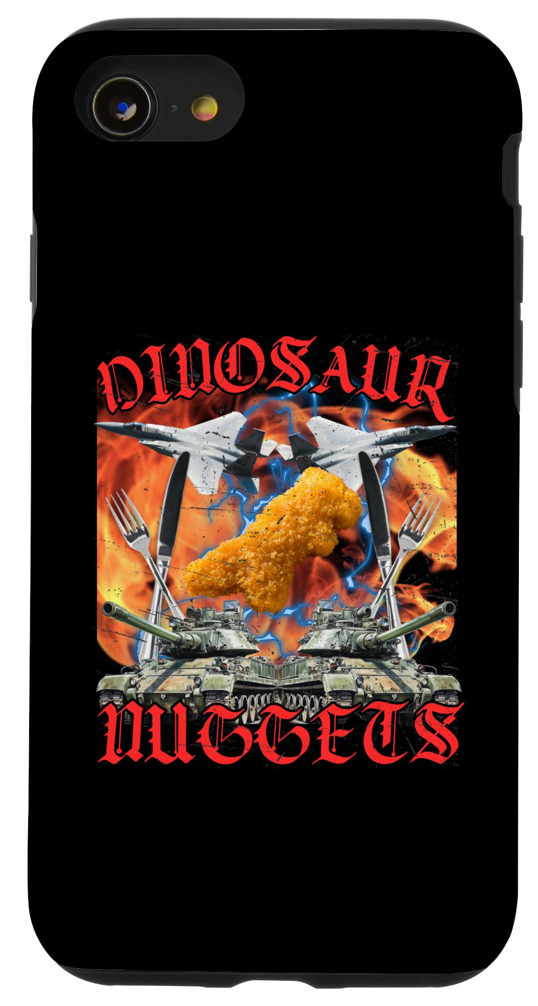 iPhone SE (2020) / 7 / 8 Funny Dinosaur Chicken Nugget Bootleg Hardcore Flames Meme Case