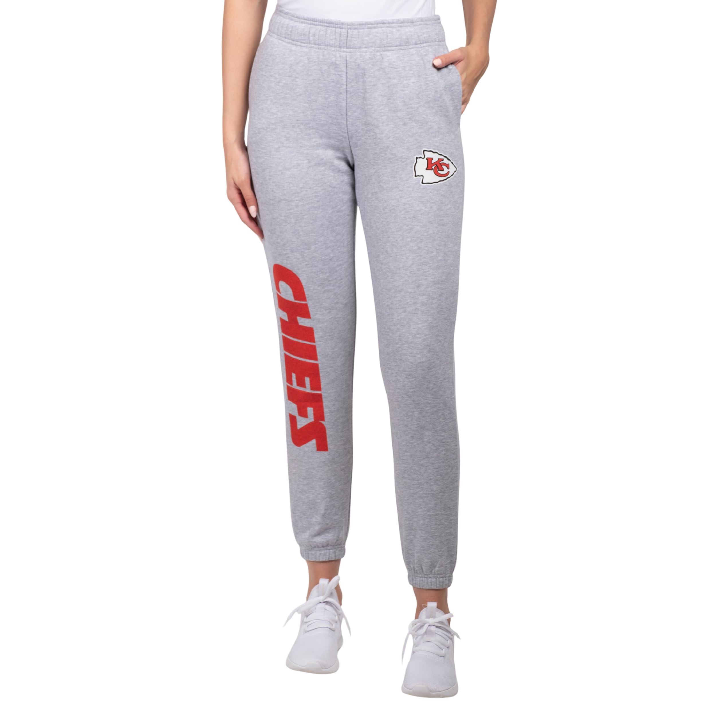 Ultra Game NFL Official Women's Super Soft Fleece Jogger Sweatpants, Kansas City Chiefs, Heather Grey, Small Image