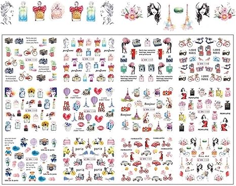 Amazon Co Jp 12pcs セットネイルアートスライダー転送水デカールブラック幾何学文学ネイルステッカーブラックレターウォーター スライダーガール夏 Color Bn1141 1152 ホーム キッチン