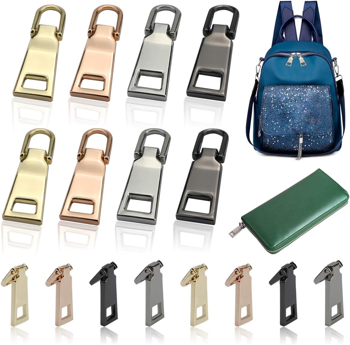 YG_Oline 16 Pcs Replacement Zipper Pull, 4 Colors Luggage