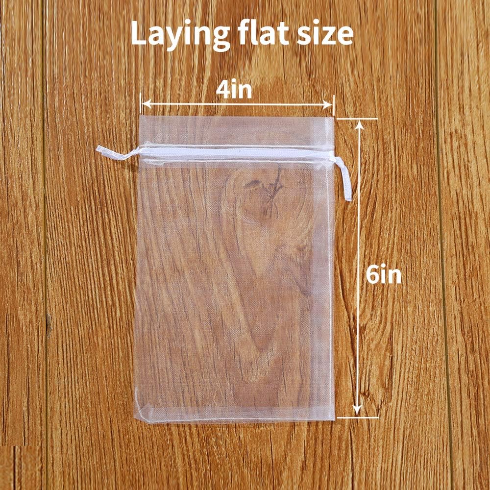 BUTTFLY 100PCS 4x6" Sheer Organza Bags,White Organza Wedding Favor Bags with Drawstring,Jewelry,Festival, Party Festival Gift Bags Candy Bags: Health & Personal Care