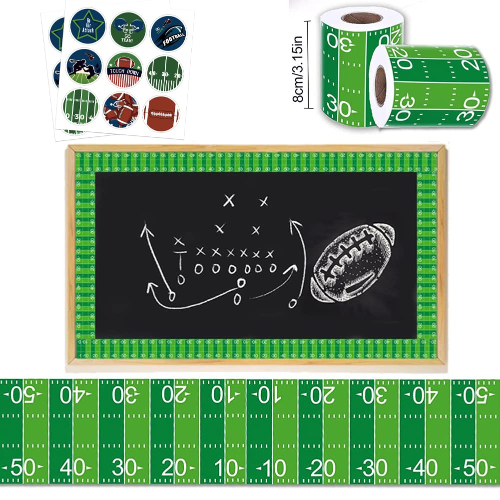 Photo 1 of 67.9Ft Sport Bulletin Board Borders Football Bulletin Chalkboard Trim Board Border Decoration 90pcs Football Stickers Self Adhesive Football Poster Board Borders for School Classroom Door Chalkboard
