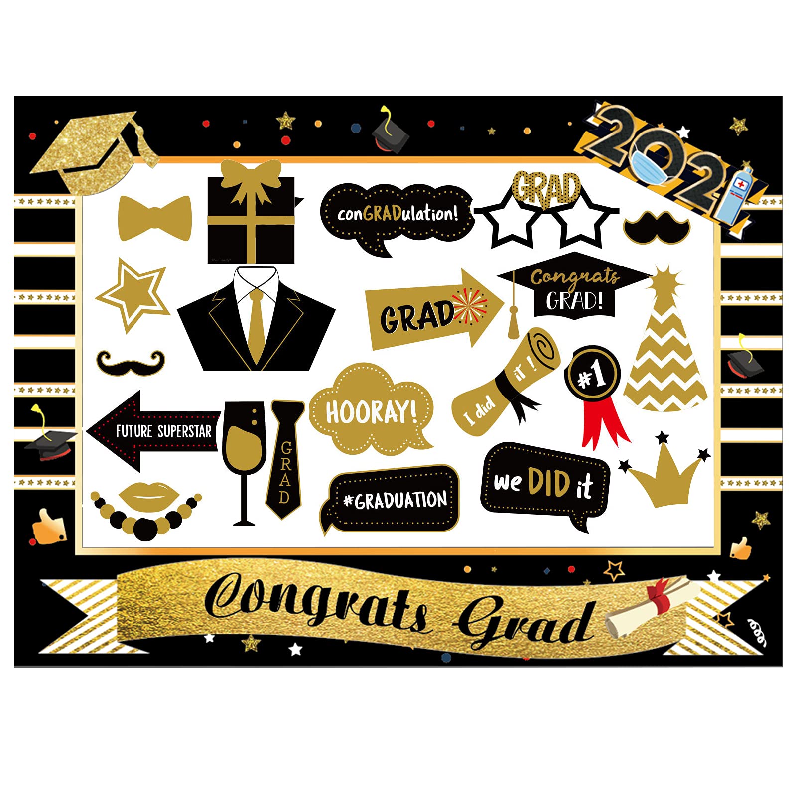 Buy Graduation Photo Booth Props 2021 24PCS Photo Props With 1 Large 