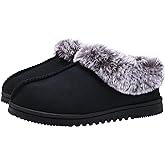 UBXRIN Womens Fuzzy Memory Foam Slippers Boots Cozy Faux Fur House Shoes Indoor Outdoor Rubber Sole Anti-Skid