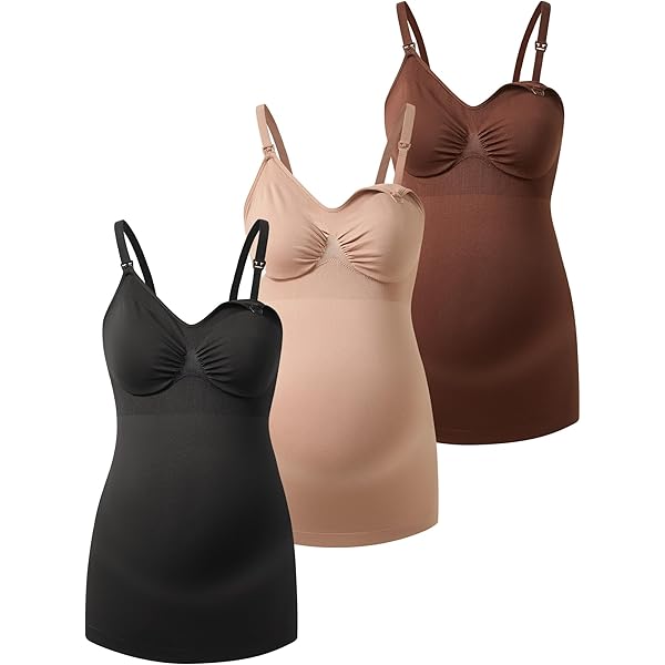 Pack 4 Camisetas Sin Mangas De Lactancia Para Mujer - Tirantes Ajustables, Colores Negro, Beige, Rosa, Azul, Talla M, Tejido Transpirable