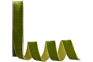arricraft 18.5 Yards × 1 Inch Christmas Single Side Velvet Ribbon, Green Velvet Ribbon,Satin Ribbons Roll for Wedding, Gift Wrapping, Hair Bows, Flower Arranging, Home Decorating (Olive)