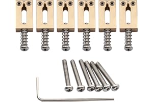 Musiclily Ultra 10.8mm Guitar Bridge Saddles Brass Tremolo Bridge Saddle for Stratocaster Strat ST Telecaster Tele TL Style Electric Guitar, Original Color (Set of 6)