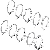 ZOERAY 10PCS 14K Gold Plated Stacking Rings for Women Thumb Stackable Knuckle Band Rings Plain Twist Thin Joint Finger Wedding Gold Ring Set for Women Size 4 to 11