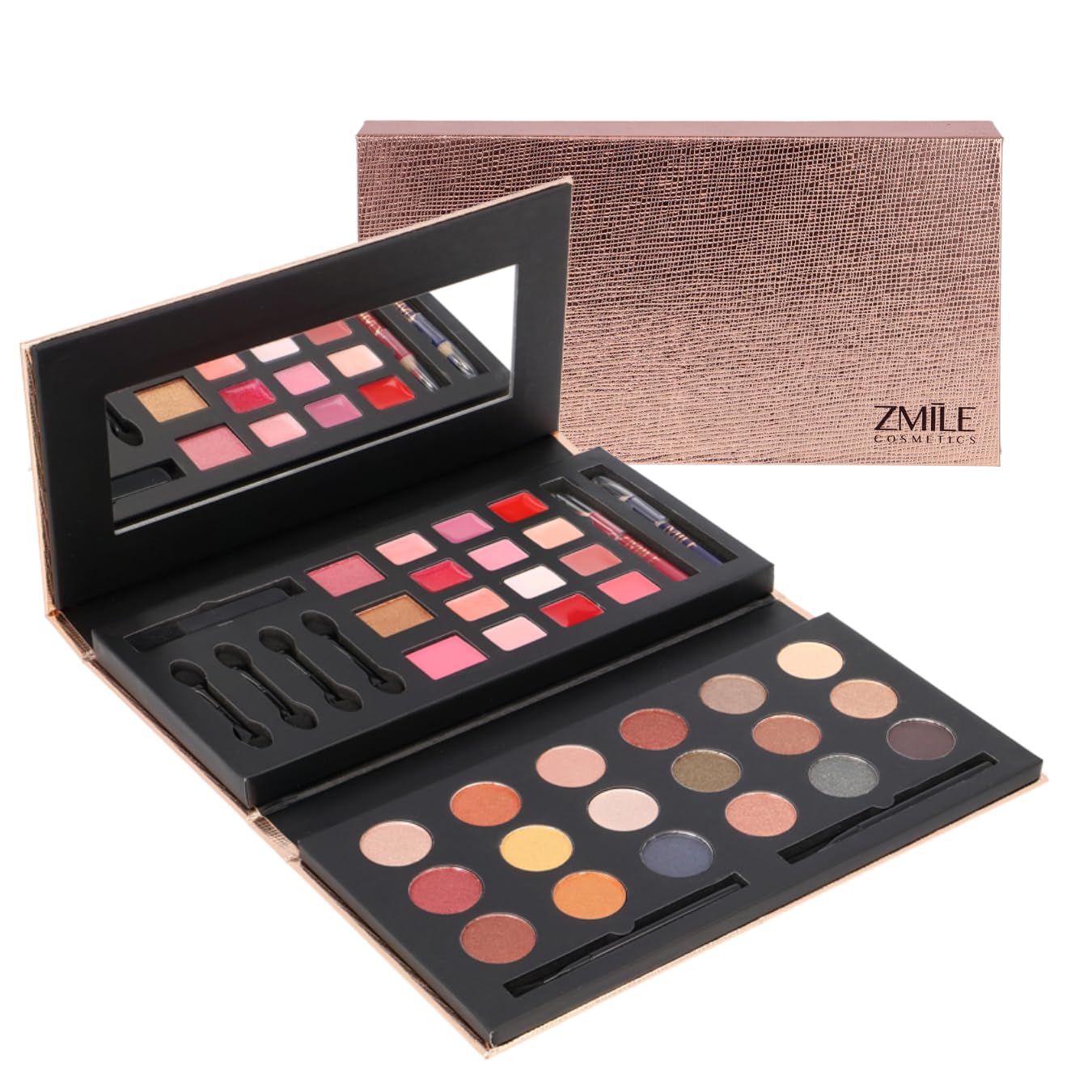 ZMILE COSMETICS Glam To Go Beauty Box Vegan Cosmetics with Mirror - Small Make-Up Set for On the Go, for Traveling and as a Gift