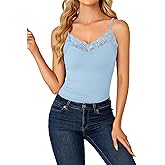 LYANER Women's Lace V Neck Camisole Adjustable Strap Cami Sleeveless Tank Undershirt Top