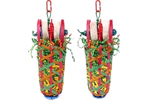 Kyouki Parakeets Toys, 2 PCS Bird Chewing Toys – Perfect for Cockatoos, Conures, Love Birds, Small & Medium Parrots, Fun Foraging & Tearing Bird Cage Accessories (Seeking Food Basket)