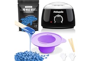 MAKUPALA Wax Warmer for Hair Removal, Professional Wax Machine at Home, Brazilian Waxing Heater, Bikini Waxing Melt Kit with 500ml Silicone Pot & 0.6lb Scented Hard Wax Beads for Sensitive Skin, Face, Legs