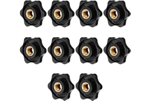 Giantree 10 Pcs Metric M8 Star Shape Knurled Clamping Nuts, Black Plastic Screw-On Handle Clamping Knob Grip Assortment for Machinery Equipment Latche