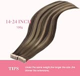 GOO GOO Tape In Hair Extensions 20inch 100g 40pcs 4/26/4 Chocolate Brown to view 8