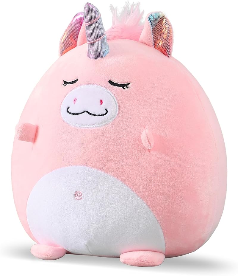 Marsjoy Pink Unicorn Plush Pillow 12in Kids Cuddly Toy Soft Plush