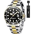 OLEVS Watches for Men Classic with Date Business Dress Luxury Big Face Green/Black/Blue Waterproof Luminous Mens Wrist Watch Analog Two Tone Stainless Steel Men Watch