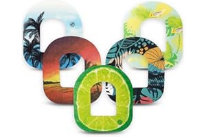 ExpressionMed - Adhesive Patch for Omnipod (5-Pack) - Made in The USA, Waterproof, Split Backing, CGM Tape (Tropical Paradise)