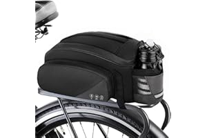 CABALAY Bike Rack Bag,12L Bike Trunk Bag ,Rear bike rack bag, Multi Pockets Cycling Storage Bag with Water Bottle Holder , Bike Bags for bicycle Rack with Reflective Area & Shoulder Strap for Cycling Trips.