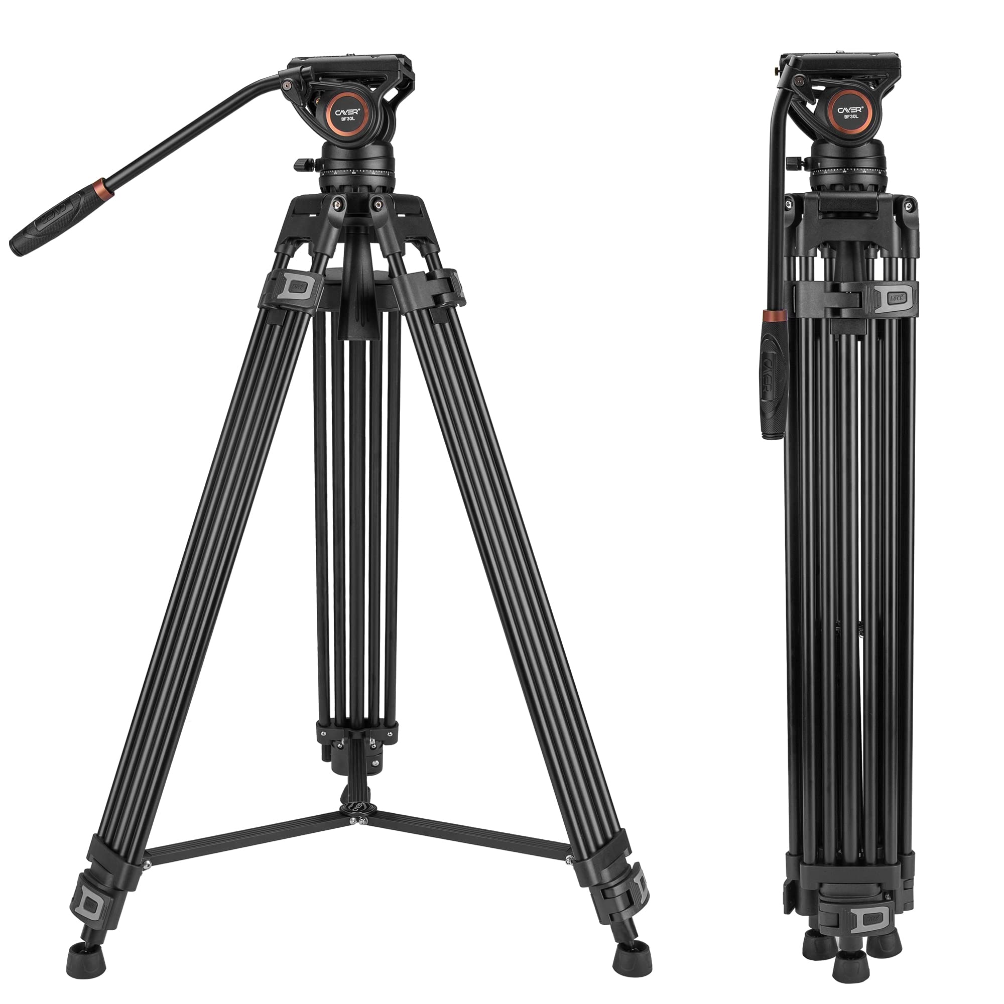 Cayer BF30L Video Tripod with Fluid Head, 73" Heavy