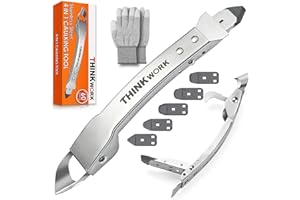 THINKWORK Caulking Tool Kit, 4 in 1 Caulk Remover Tool, Stainless Steel Caulk Tool for Kitchen Bathroom Window Sink Tile Joint, Silver