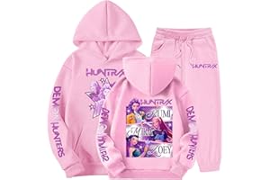 Pop Demon Hunters Costume Set Girls Cartoon Hoodie Set Hooded Pant Pullover Sweatshirts Long Sleeve Suit for Kids