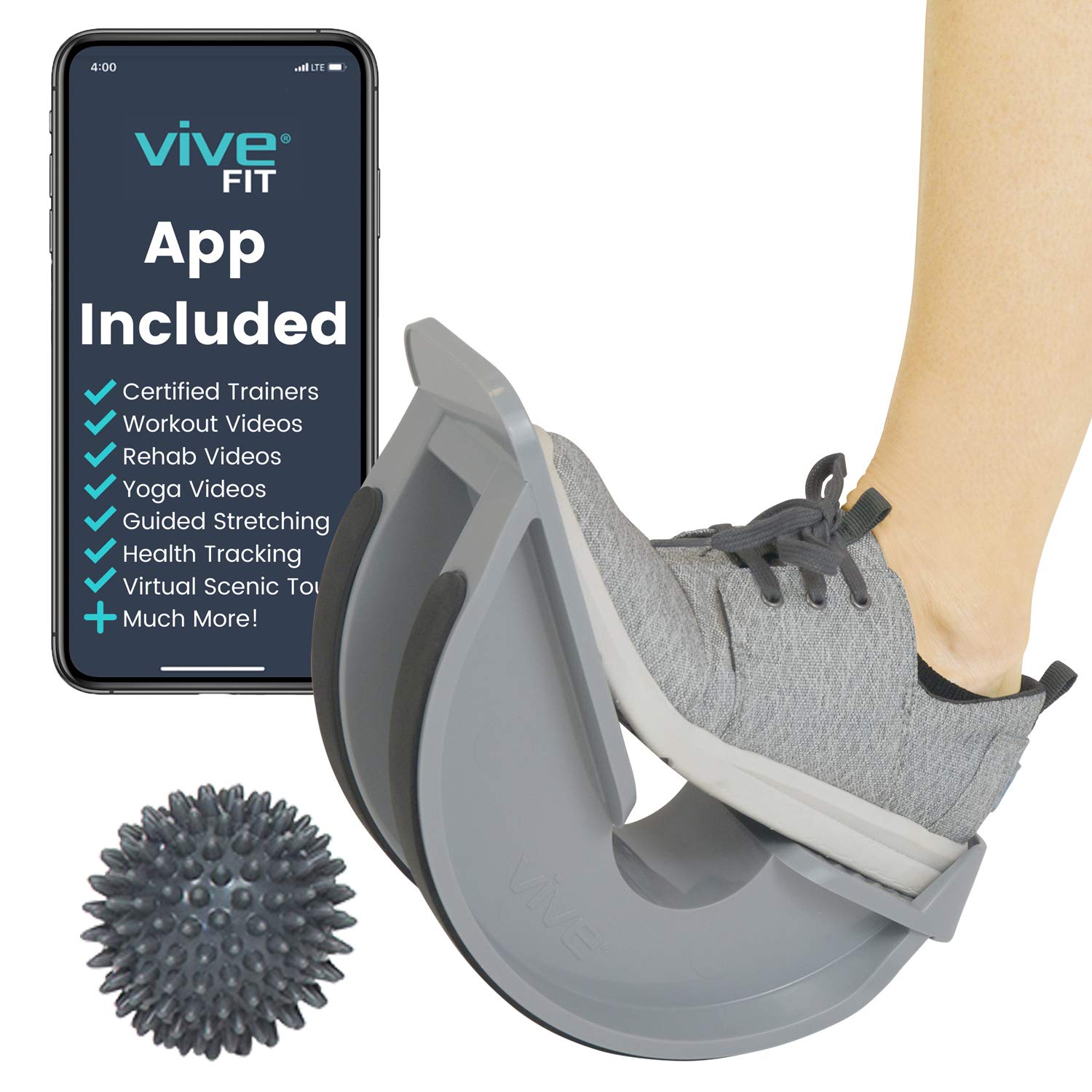 Vive Foot Rocker - Calf Stretcher for Achilles Tendinitis, Heel, Feet, Shin Splint, Plantar Fasciitis Pain Relief - Stretches Strained Leg Muscle - Ankle Wedge Stretch Improves Flexibility: Industrial & Scientific