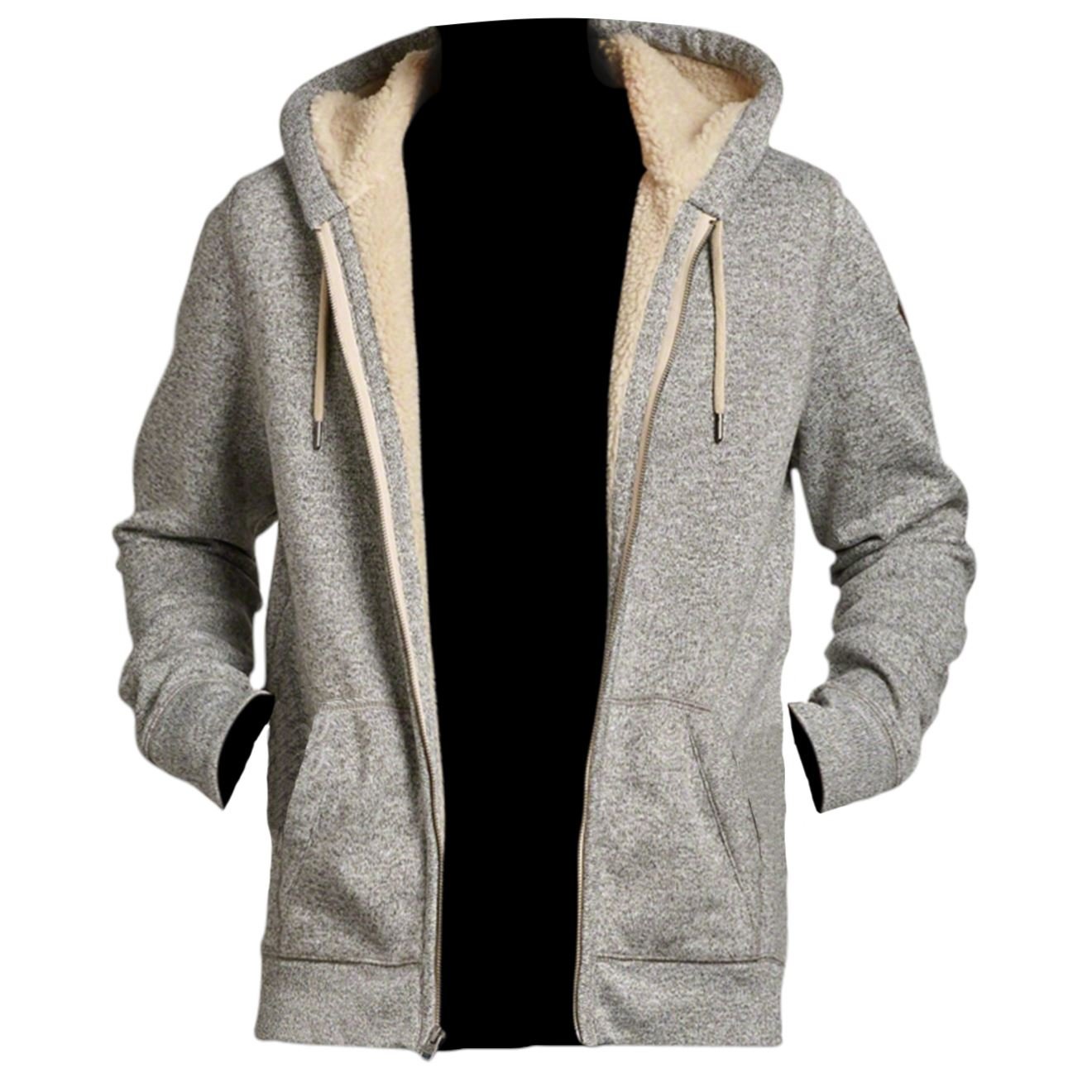 Hollister Men's Textured Sherpa Lined Hoodie Fleece Sweatshirt Hoody, Size S, Grey (322-221-0447 
