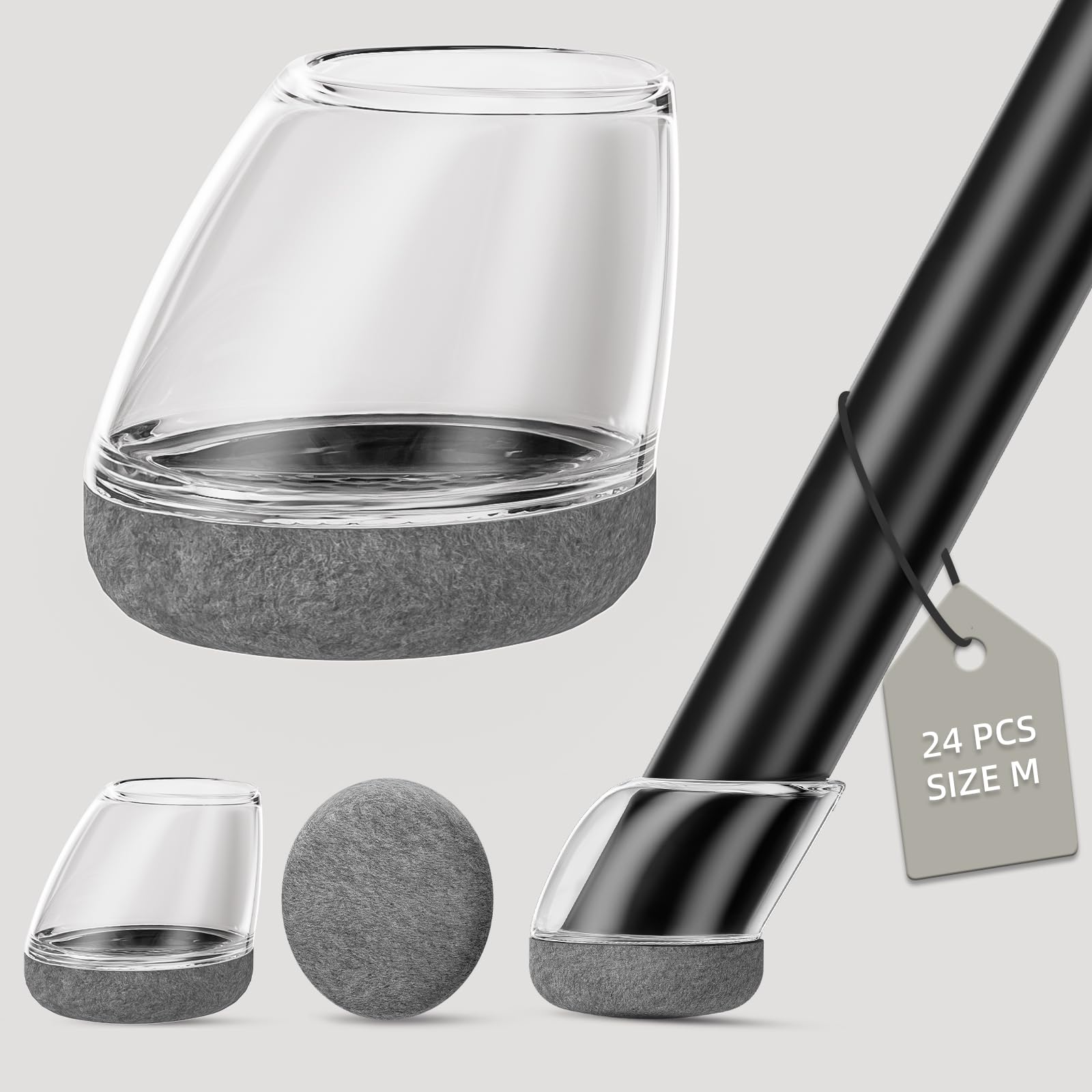 Photo 1 of 24 Pcs Chair Leg Floor Protectors, Round Silicone Felt Caps for Angled Chair Legs, Noise Reducing Furniture Pads for Hardwood Floors, Scratch Protection Leg Covers ?Fit 0.83"-1.1"?