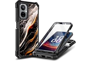 WDHD Case for Boost Celero 5G (2024), Full-Body Protective Shockproof Rugged Bumper Cover Case with [Built-in Screen Protector] (Black Marble)