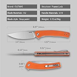 OLITANS G066 Folding Knife 3.5" D2 Blade White G10