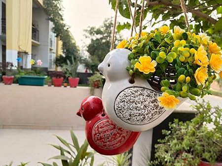 RVs Garden Ceramic Hanging Bird Combo Pack 2 (Red Or White)
